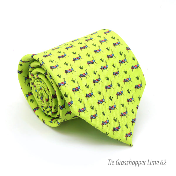 Grasshopper Lime Green Necktie with Handkerchief Set - FHYINC best men's suits, tuxedos, formal men's wear wholesale