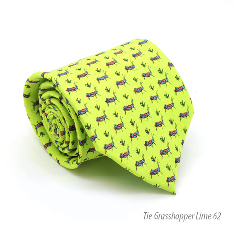Grasshopper Lime Green Necktie with Handkerchief Set