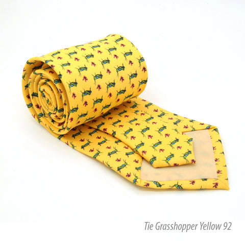 Grasshopper Yellow Necktie with Handkerchief Set