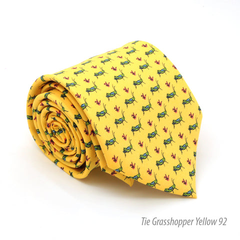 Grasshopper Yellow Necktie with Handkerchief Set