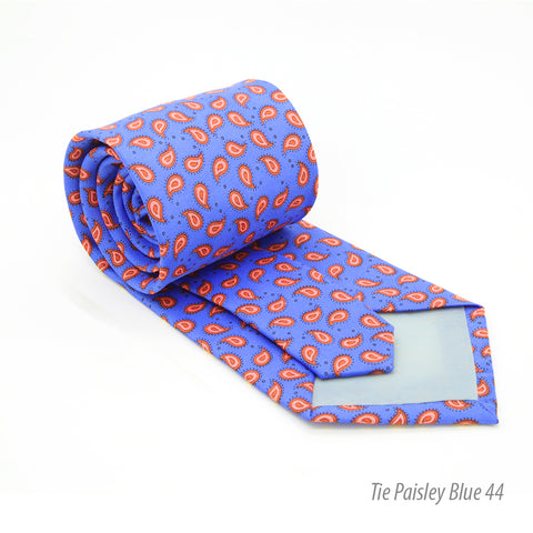 Paisley Blue Necktie with Handkerchief Set