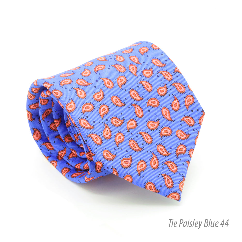 Paisley Blue Necktie with Handkerchief Set - FHYINC best men