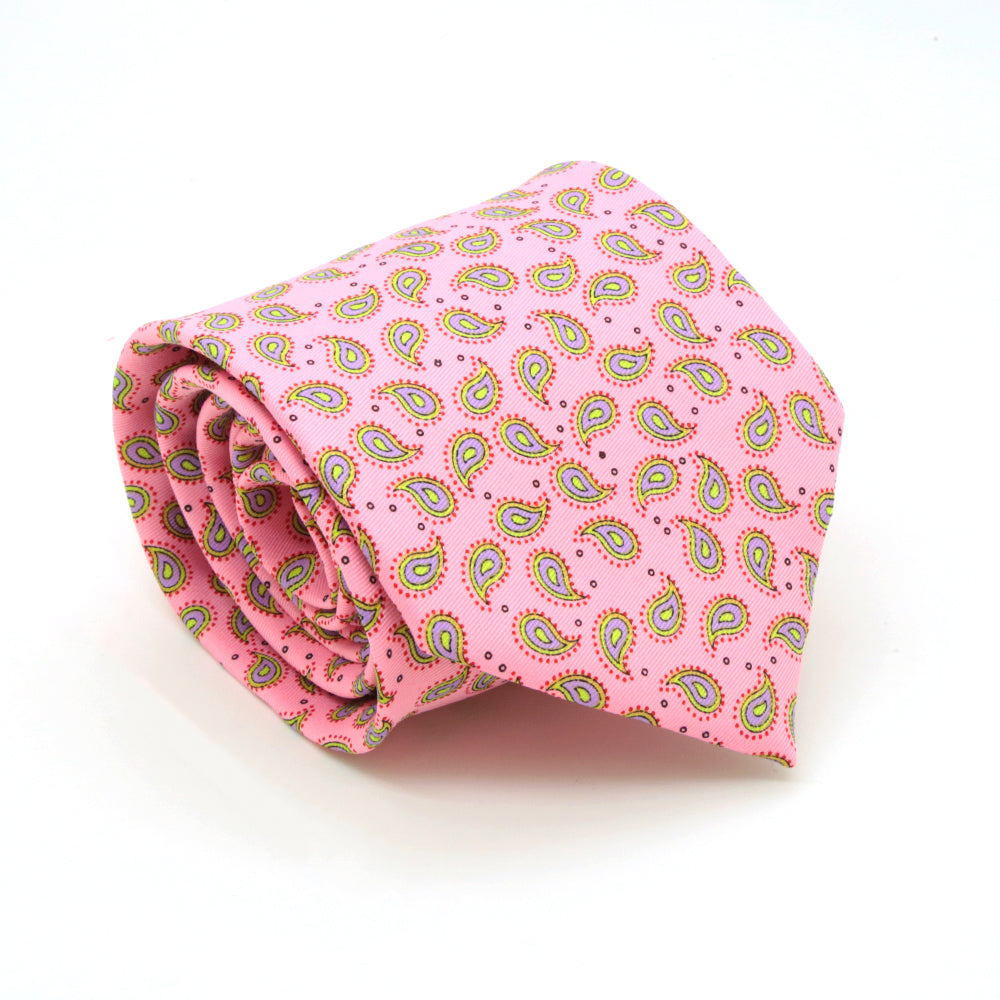 Paisley Pink Necktie with Handkerchief Set - FHYINC best men