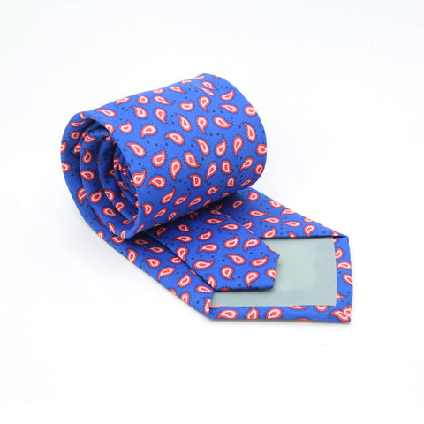 Paisley Royal Blue Necktie with Handkerchief Set
