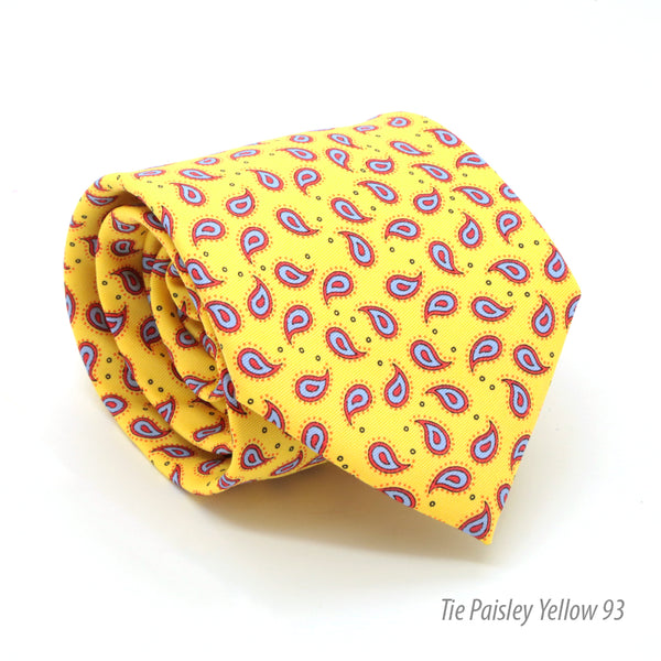 Paisley Yellow Necktie with Handkerchief Set - FHYINC best men's suits, tuxedos, formal men's wear wholesale