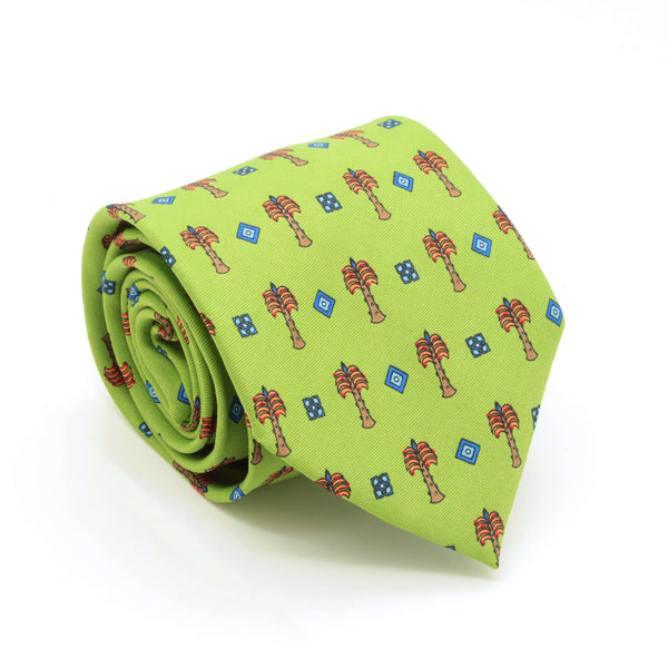 Palm Tree Green Necktie with Handkerchief Set - FHYINC best men's suits, tuxedos, formal men's wear wholesale