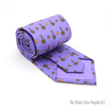 Palm Tree Purple  Necktie with Handkerchief Set - FHYINC best men's suits, tuxedos, formal men's wear wholesale