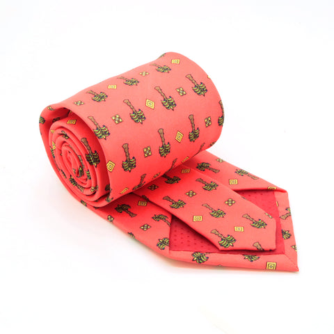 Palm Tree Red Necktie with Handkerchief Set