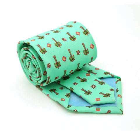 Palm Tree Turquoise Necktie with Handkerchief Set