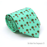 Palm Tree Turquoise Necktie with Handkerchief Set - FHYINC best men's suits, tuxedos, formal men's wear wholesale