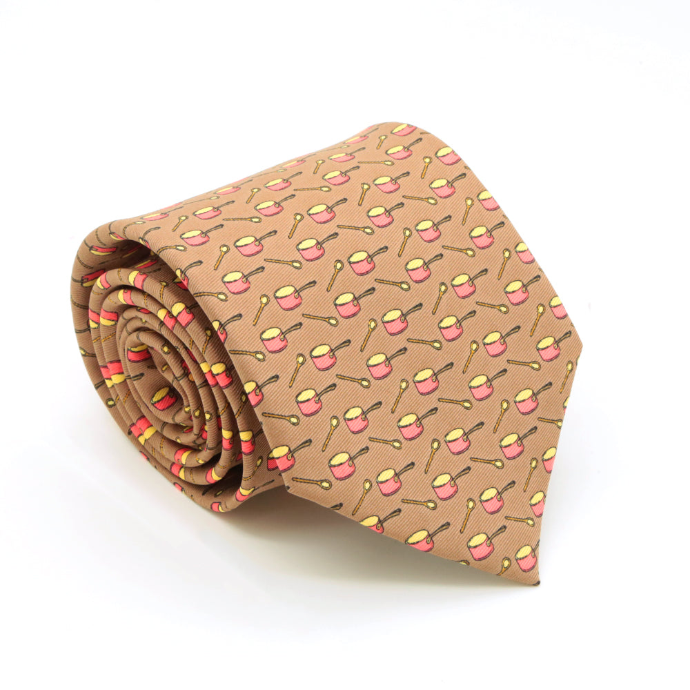 Pots Brown Necktie with Handkerchief Set - FHYINC best men