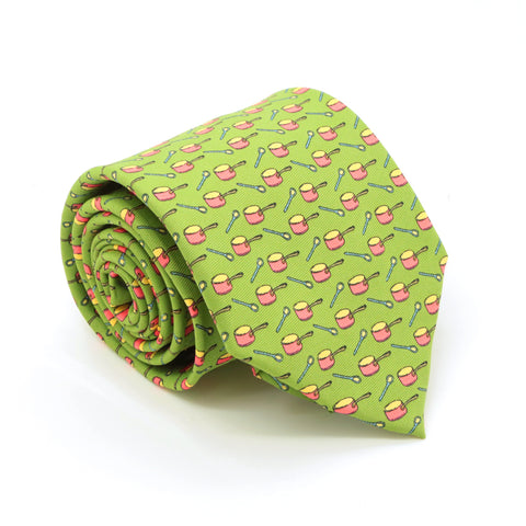 Pots Green Necktie with Handkerchief Set