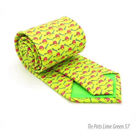 Pots Lime Green Necktie with Handkerchief Set