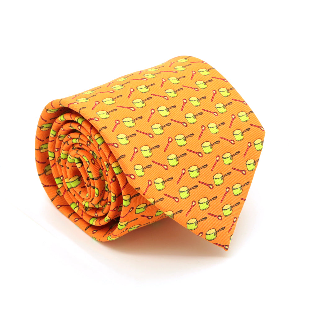 Pots Orange Necktie with Handkerchief Set - FHYINC best men