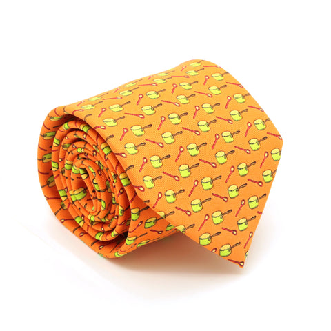 Pots Orange Necktie with Handkerchief Set