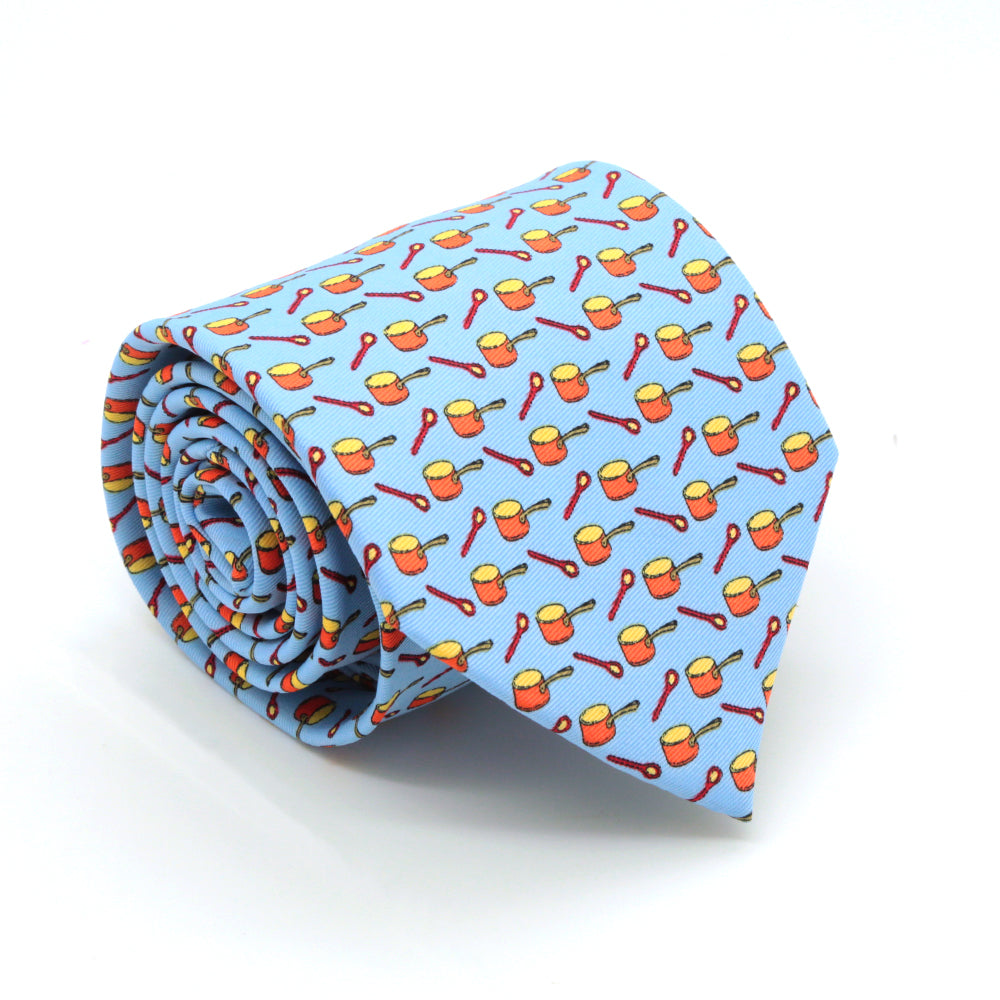 Pots Sky Blue Necktie with Handkerchief Set - FHYINC best men