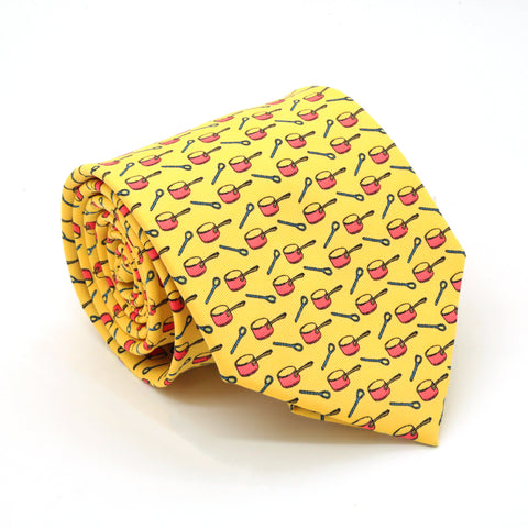 Pots Yellow Necktie with Handkerchief Set