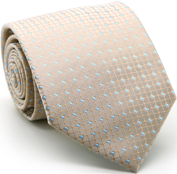 Mens Dads Classic Beige Geometric Pattern Business Casual Necktie & Hanky Set UO-1 - FHYINC best men's suits, tuxedos, formal men's wear wholesale