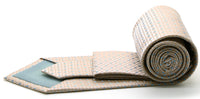 Mens Dads Classic Beige Geometric Pattern Business Casual Necktie & Hanky Set UO-1 - FHYINC best men's suits, tuxedos, formal men's wear wholesale