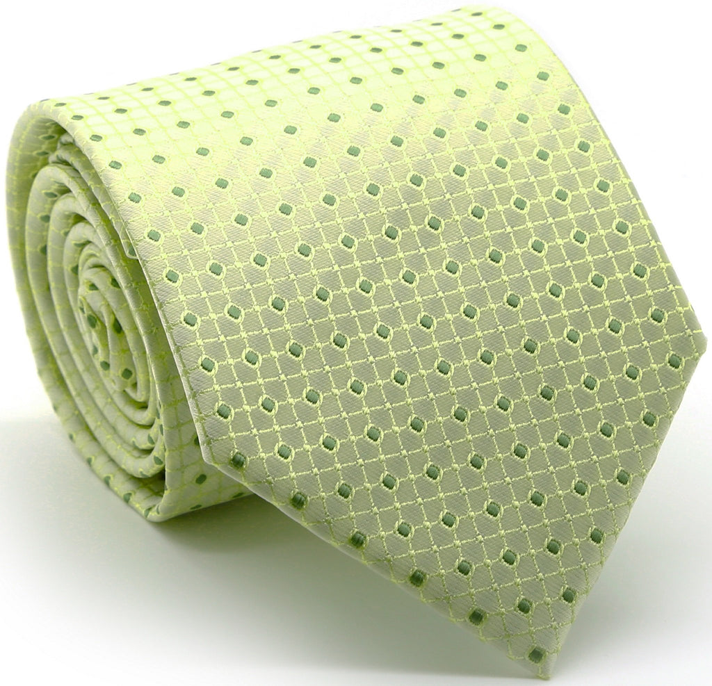 Mens Dads Classic Green Geometric Pattern Business Casual Necktie & Hanky Set UO-2 - FHYINC best men