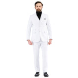 Bellagio White Black Mens 2 Button Slim Peak Lapel Suit With Pick Stitching Ticket Pocket Double Breasted Vest With Shawl Lapel