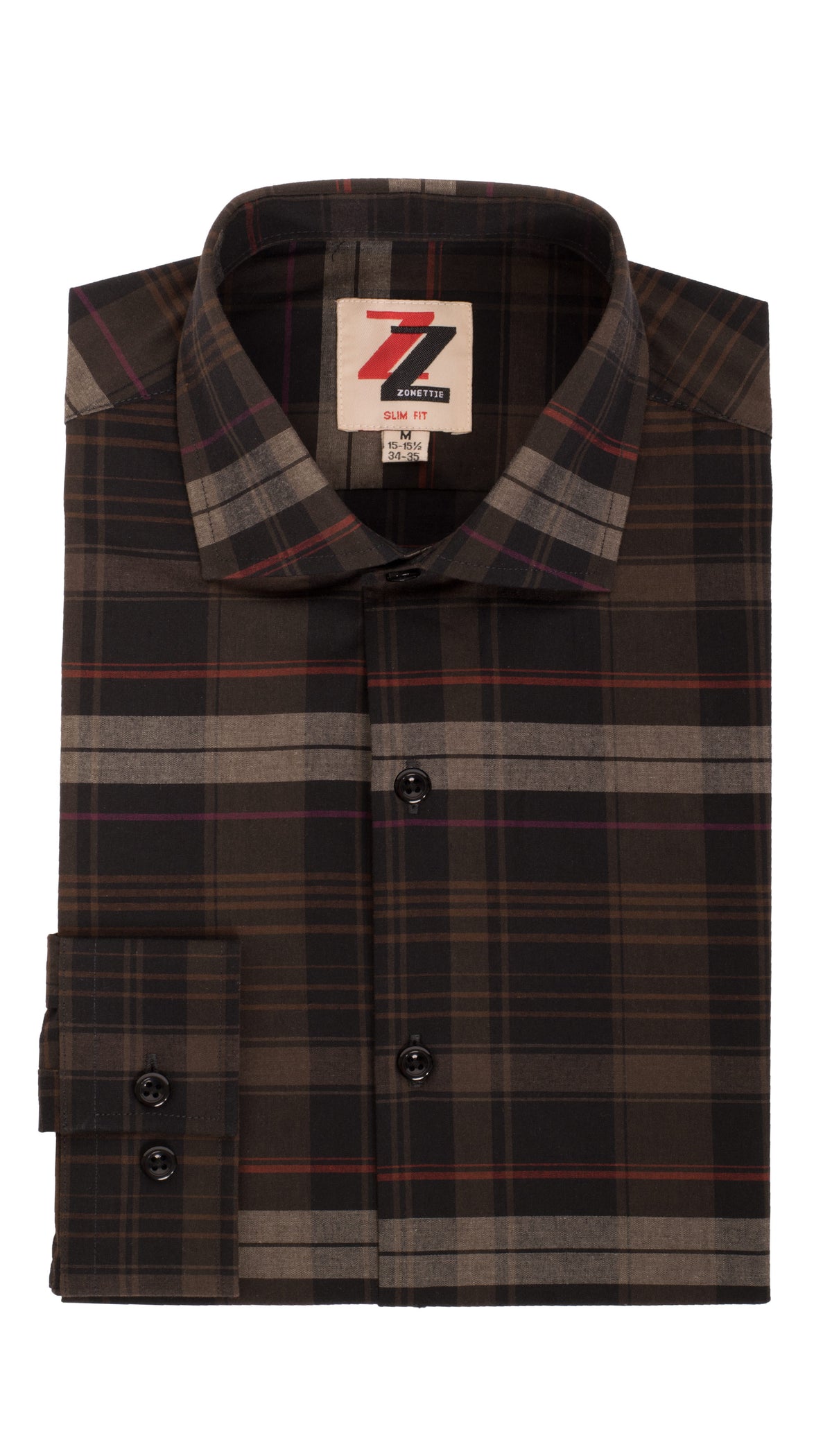 Brown Plaid Slim Fit Casual Dress Shirt - Vale by Zonettie FHYINC Brown Plaid Slim Fit Casual Dress Shirt - Vale by Zonettie FHYINC