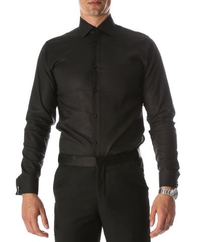 Ferrecci Men's Venice Slim Fit Pique Lay Down Collar Shirt