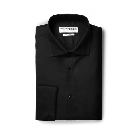 Ferrecci Men's Venice Slim Fit Pique Lay Down Collar Shirt