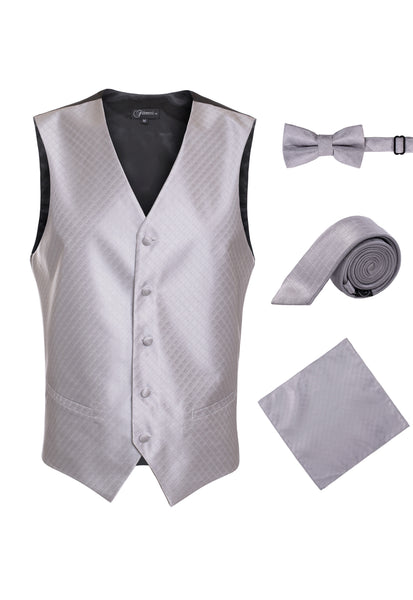 Ferrecci Mens 300-15 Grey Diamond Vest Set - FHYINC best men's suits, tuxedos, formal men's wear wholesale