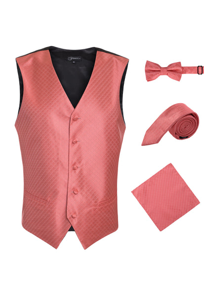 Ferrecci Mens 300-34 Coral Diamond Vest Set - FHYINC best men's suits, tuxedos, formal men's wear wholesale