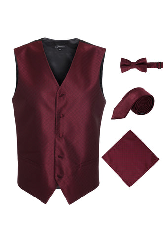 Ferrecci Mens 300-7 Dark Red Diamond Vest Set