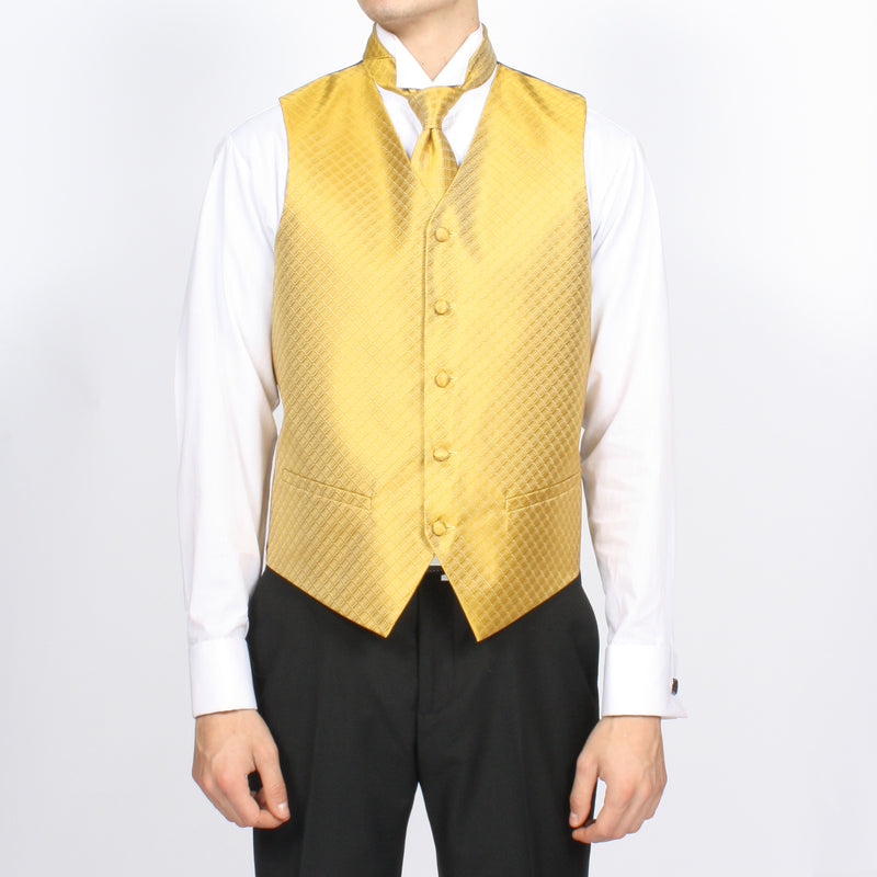 Ferrecci Mens  Yellow Diamond Vest Set - FHYINC best men's suits, tuxedos, formal men's wear wholesale