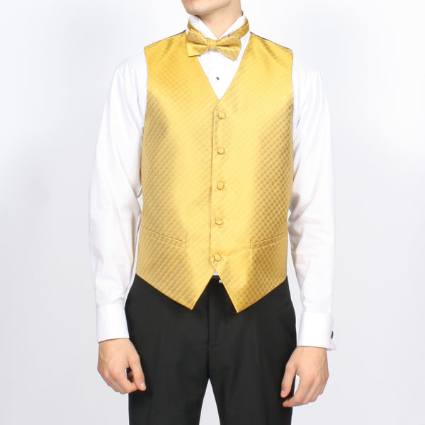 Ferrecci Mens  Yellow Diamond Vest Set - FHYINC best men's suits, tuxedos, formal men's wear wholesale