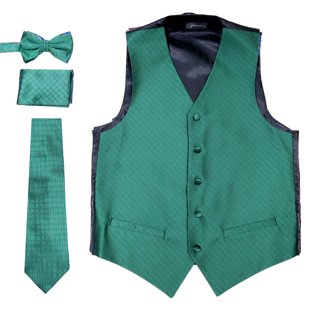 Ferrecci Mens 300 Dark Green Diamond Vest Set - FHYINC best men