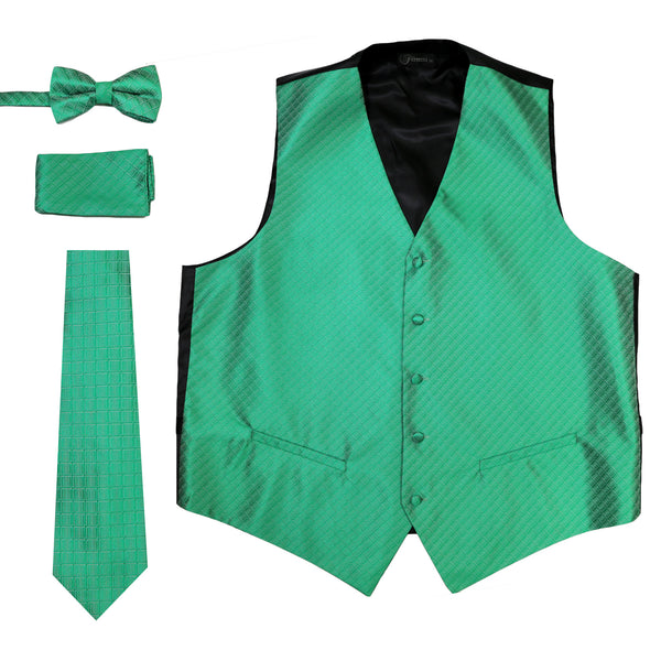 Ferrecci Mens 300-5 Emerald Green Diamond Vest Set - FHYINC best men's suits, tuxedos, formal men's wear wholesale