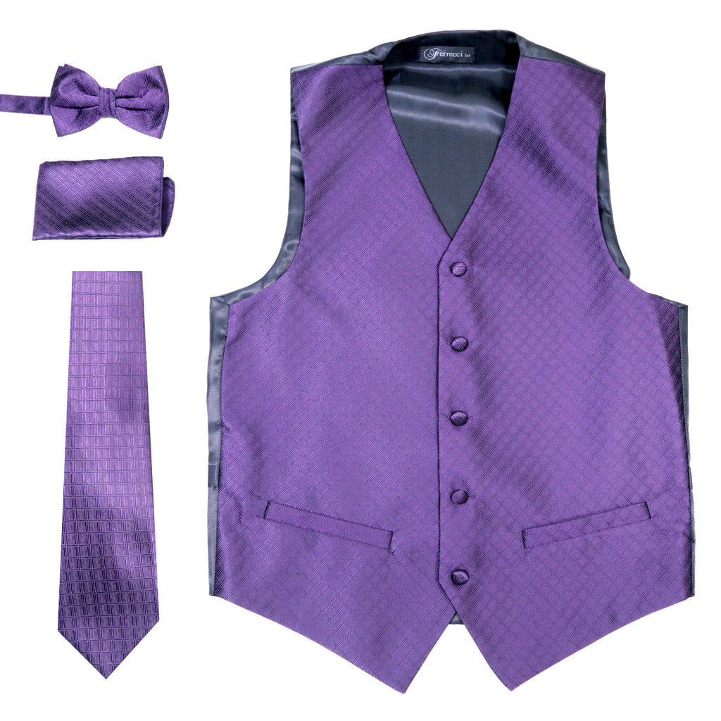 Ferrecci Mens 300-27 Purple Diamond Vest Set - FHYINC best men