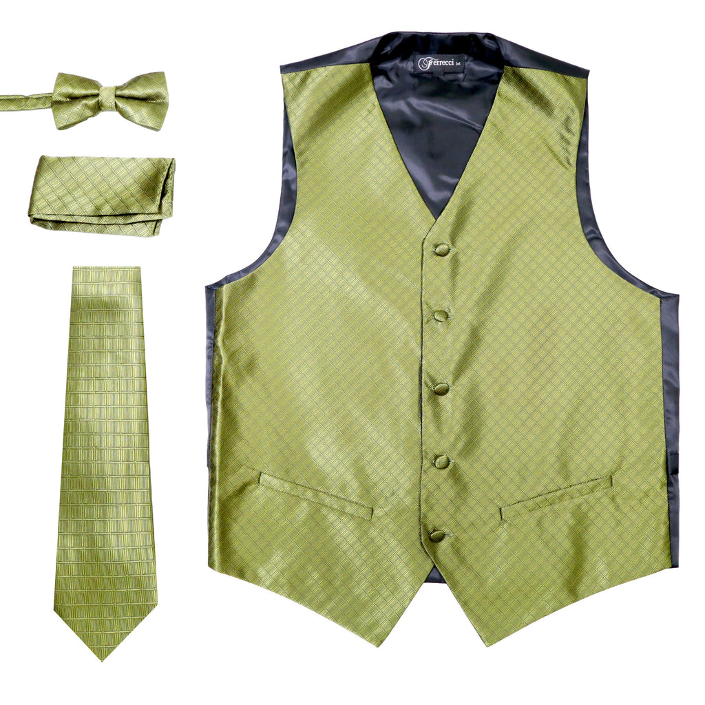 Ferrecci Mens 300-20 Olive Diamond Vest Set - FHYINC best men