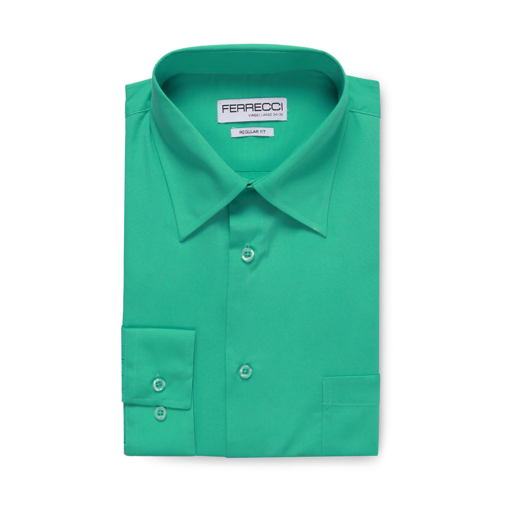Ferrecci Virgo Turquoise Green Regular Fit Dress Shirt - FHYINC best men