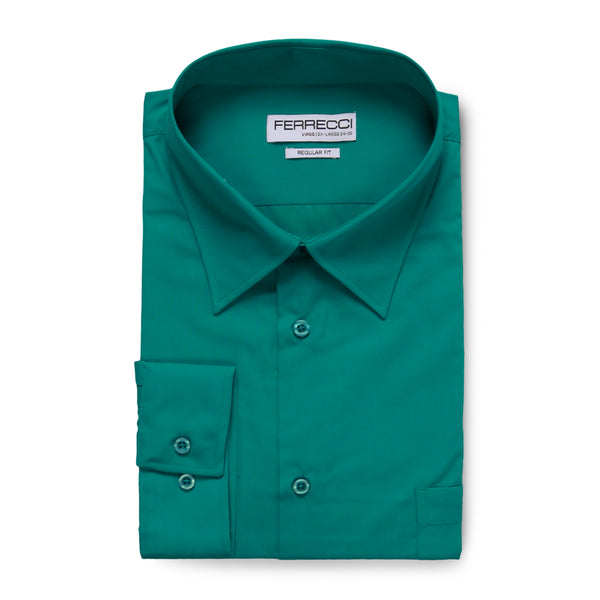 Ferrecci Virgo Teal Regular Fit Dress Shirt - FHYINC best men's suits, tuxedos, formal men's wear wholesale
