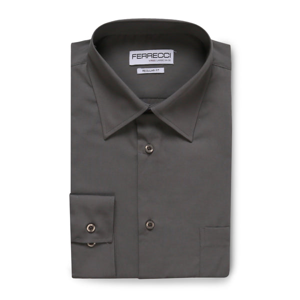 Ferrecci Virgo Charcoal Regular Fit Dress Shirt - FHYINC best men's suits, tuxedos, formal men's wear wholesale