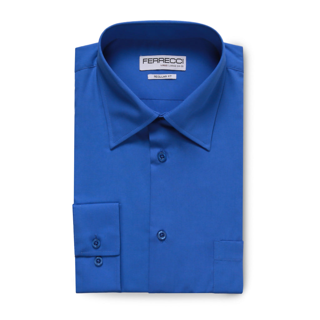 Ferrecci Virgo Royal Blue Regular Fit Dress Shirt - FHYINC best men