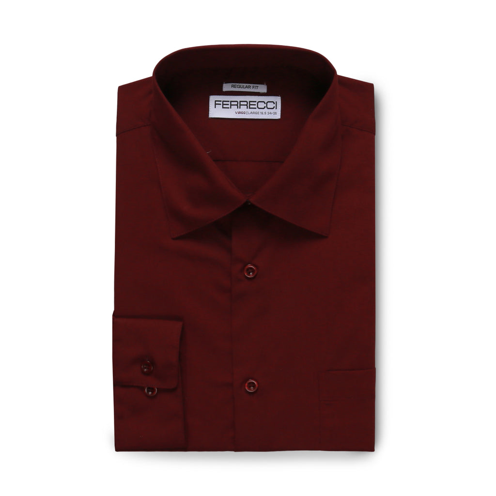 Ferrecci Virgo Burgundy Regular Fit Dress Shirt - FHYINC best men