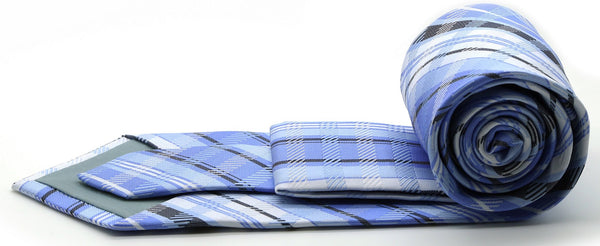 Mens Dads Classic Blue Striped Pattern Business Casual Necktie & Hanky Set VO-10 - FHYINC best men's suits, tuxedos, formal men's wear wholesale