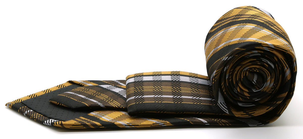 Mens Dads Classic Brown Striped Pattern Business Casual Necktie & Hanky Set VO-11 - FHYINC best men's suits, tuxedos, formal men's wear wholesale