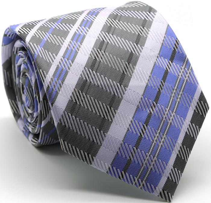 Mens Dads Classic Grey/Purple Striped Pattern Business Casual Necktie & Hanky Set VO-7 - FHYINC best men's suits, tuxedos, formal men's wear wholesale
