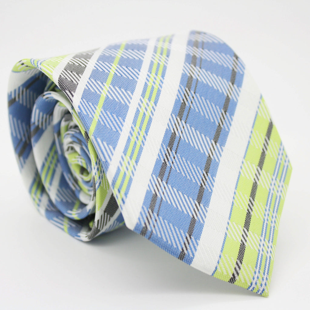 Mens Dads Classic Green Striped Pattern Business Casual Necktie & Hanky Set VO-9 - FHYINC best men