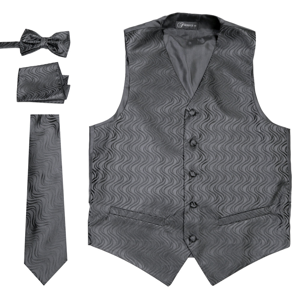 Ferrecci Mens PV150 - Black/Black Vest Set - FHYINC best men