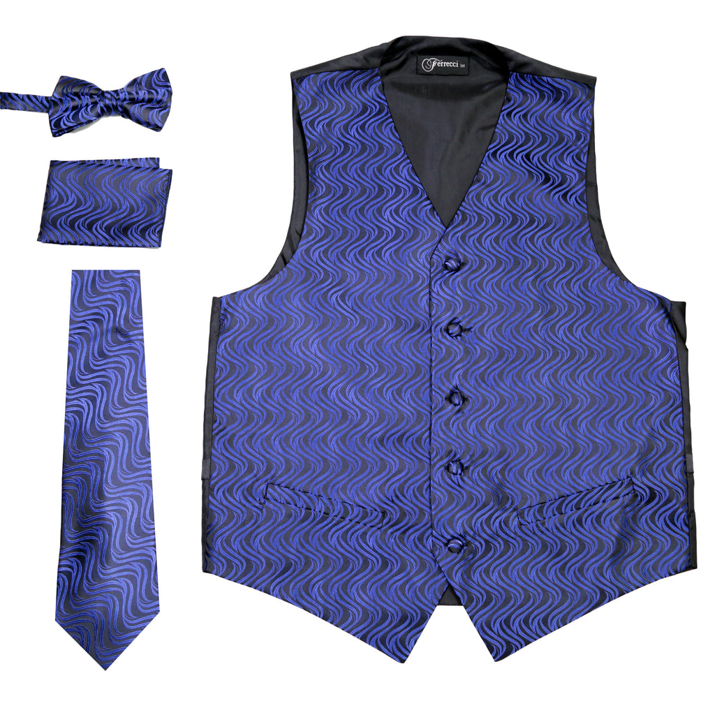 Ferrecci Mens PV150 - Black/Blue Vest Set - FHYINC best men