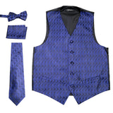 Ferrecci Mens PV150 - Black/Blue Vest Set - FHYINC best men's suits, tuxedos, formal men's wear wholesale