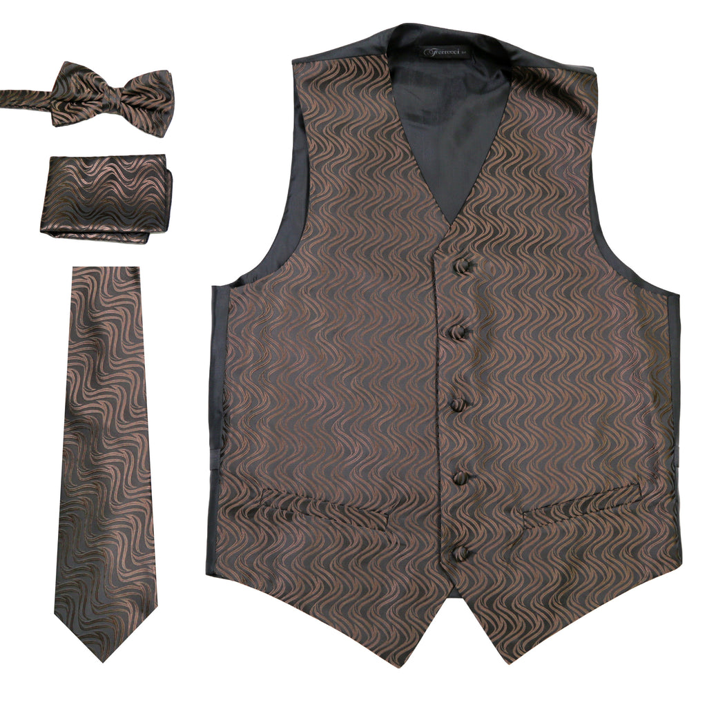 Ferrecci Mens PV150 - Black/Brown Vest Set - FHYINC best men